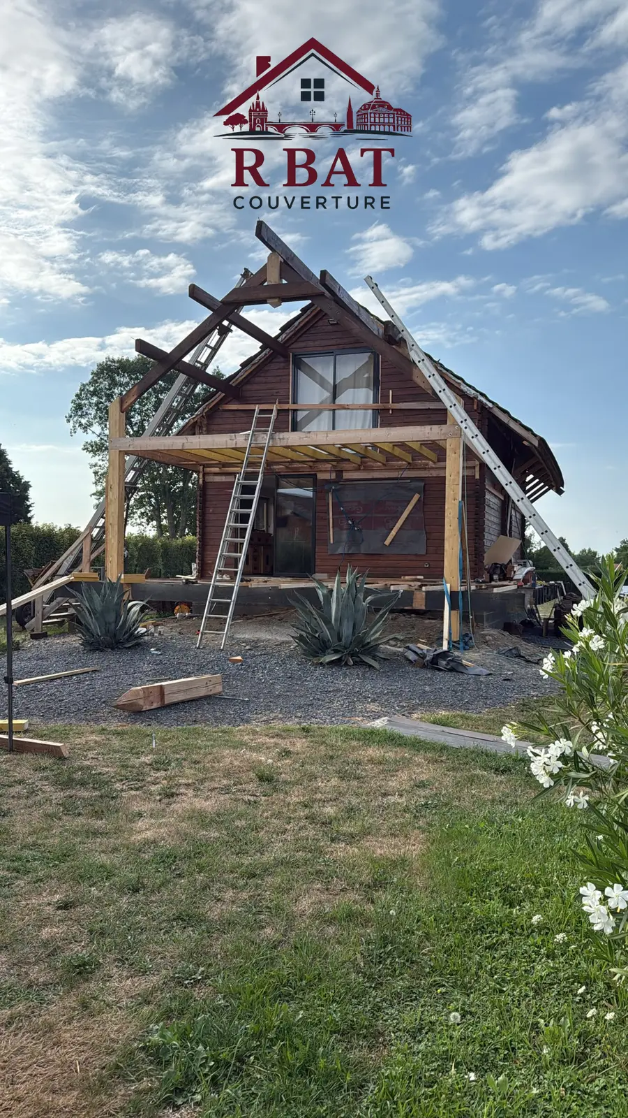 Rénovation de couverture avec échafaudage